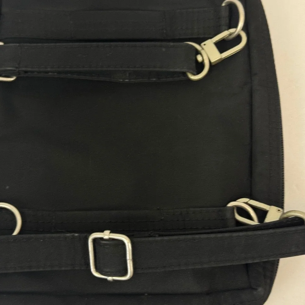 Baggallini Black Nylon Crossbody Bag Organizer Travel Purse Silver Hardware